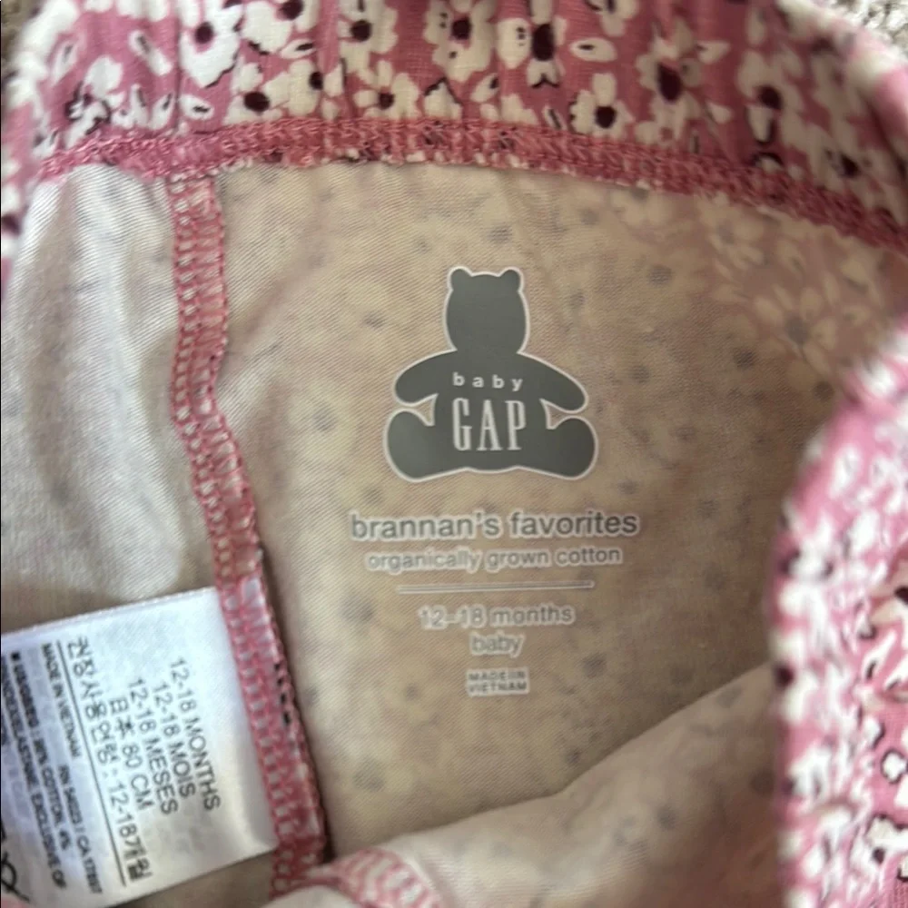 Toddler Girls Gap 12-18 months Burgundy Bodysuit and Pink Floral Pants Set - Picture 2 of 5